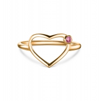 Кольцо открытое сердце с одним бриллиантом.